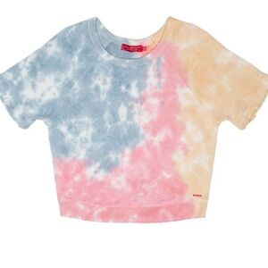 n:PHILANTHROPY Blue Pink Tie-Dye Cropped Tee sweatshirt short sleeve pullover